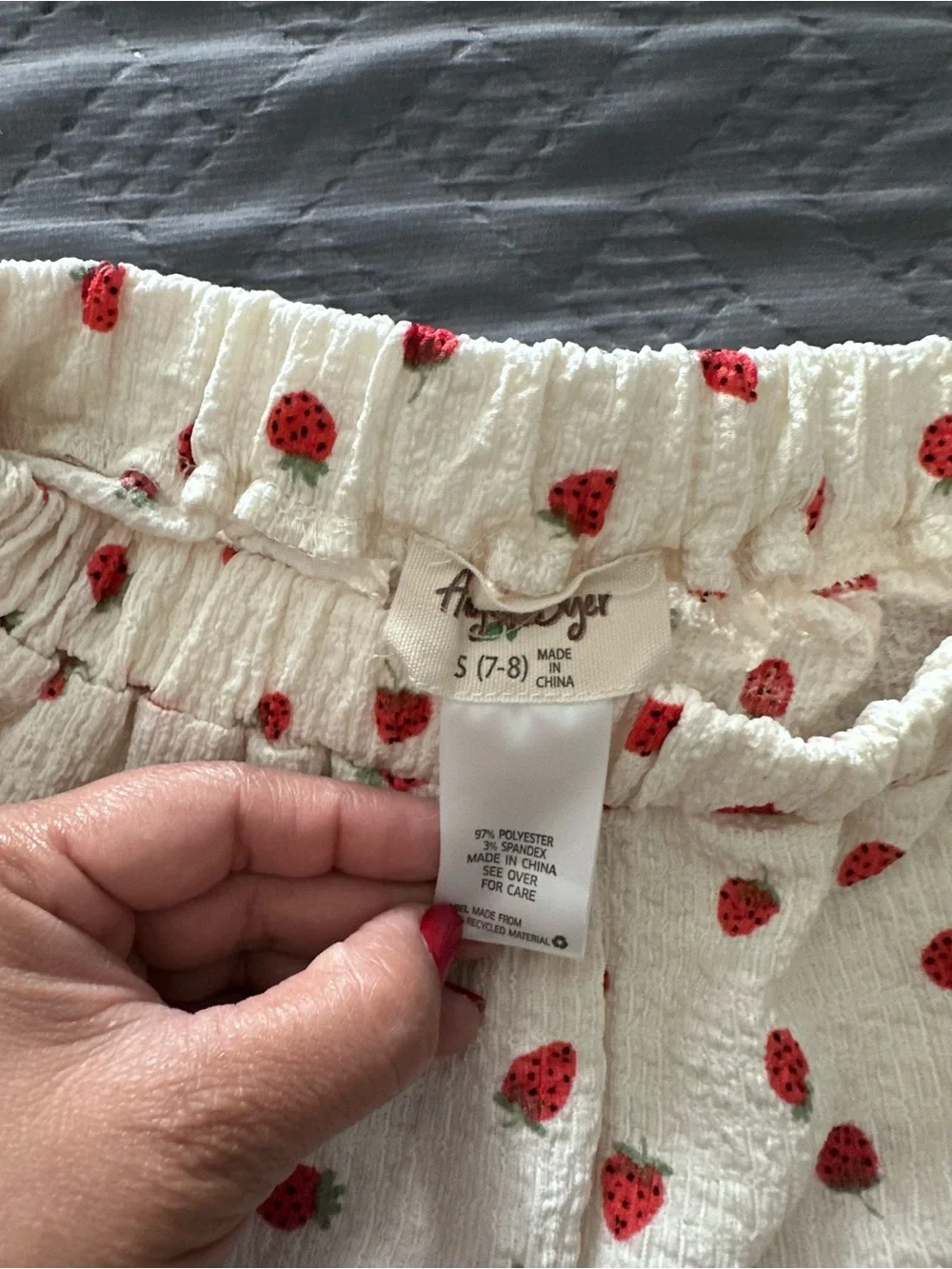 Amy Byer Cream Two-Piece Set with Red Strawberry Dot Print